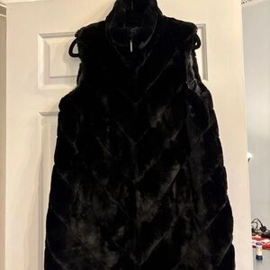 Weatherproof Black Faux Fur Vest